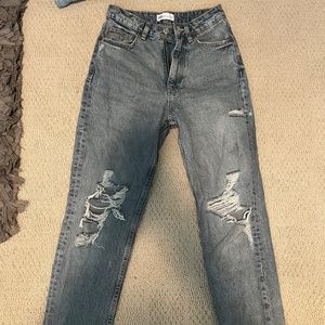 Zara straight leg medium/gray wash jeans